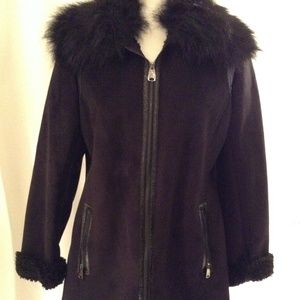 BLACK VIA SPIGA FAUX SUEDE SHERPA STYLE M